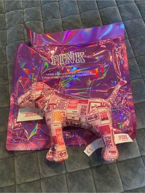 PINK Victoria's Secret Pink Mini Dog Plush Pink Friday Campus Print